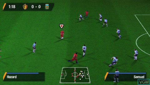 In-game screen of the game FIFA 11 on Sony PSP