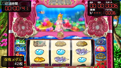 In-game screen of the game PachiPara Slot - Pachi-Slot Super Umi Monogatari in Okinawa on Sony PSP