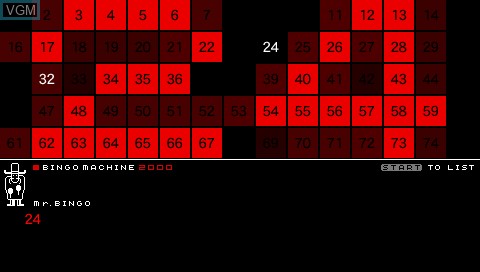 In-game screen of the game Bingo Mashin on Sony PSP