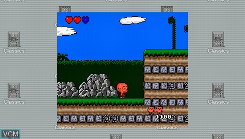 In-game screen of the game Bonk's Adventure on Sony PSP
