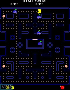 In-game screen of the game Hangly-Man Blueplus on PacMAME