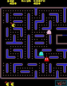 In-game screen of the game Jr. Pac-Man 2005 on PacMAME