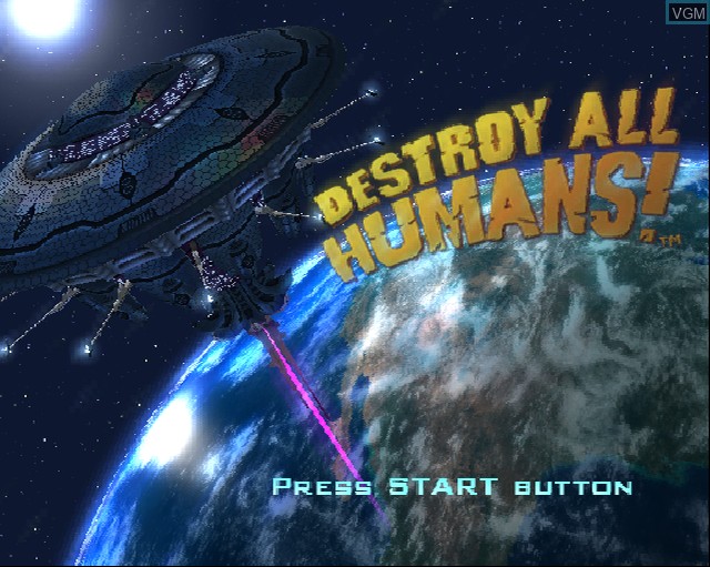 Title screen of the game Destroy All Humans! on Sony Playstation 2