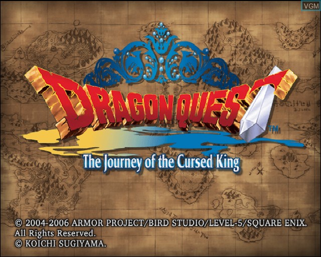 Title screen of the game Dragon Quest - The Journey of the Cursed King on Sony Playstation 2