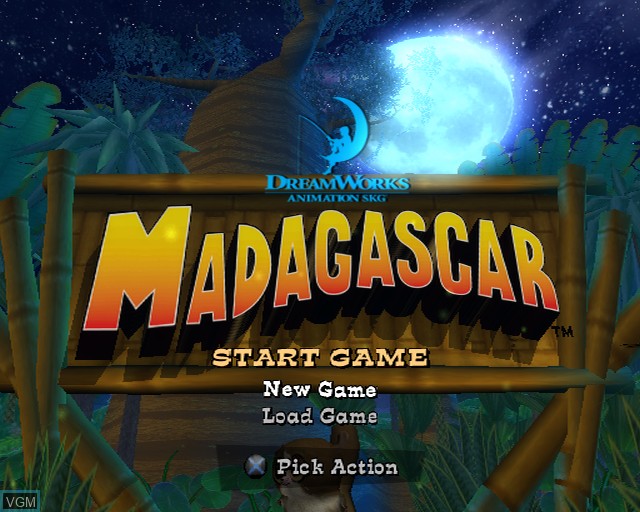 Title screen of the game Madagascar on Sony Playstation 2