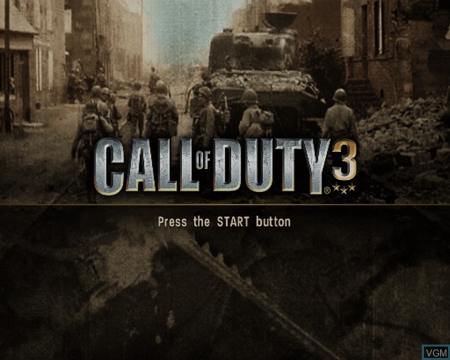 Title screen of the game Call of Duty 3 on Sony Playstation 2