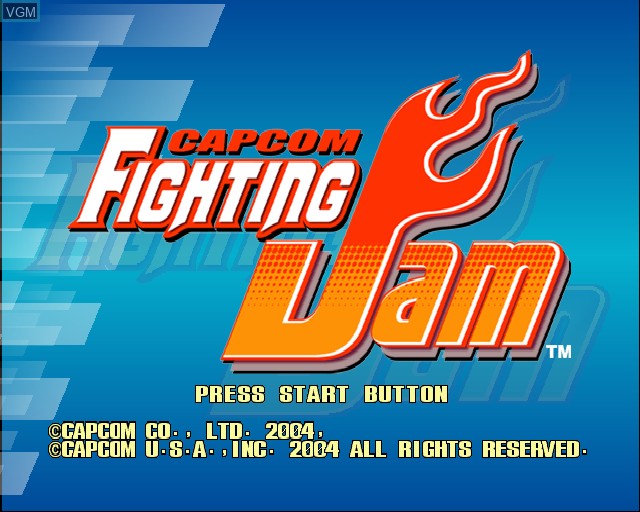 Title screen of the game Capcom Fighting Jam on Sony Playstation 2