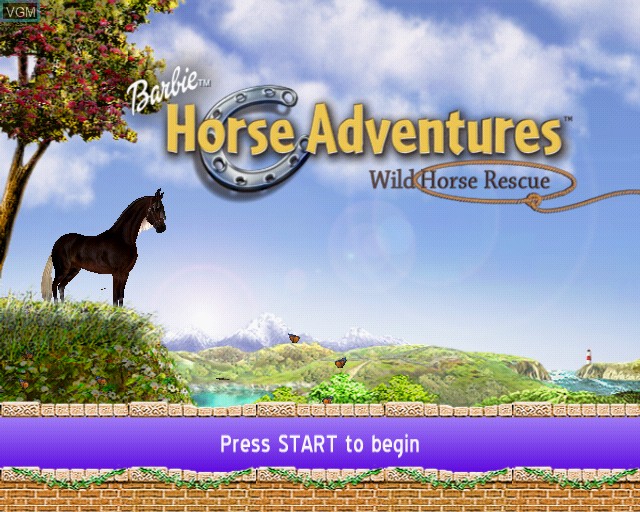 Title screen of the game Barbie Horse Adventures - Wild Horse Rescue on Sony Playstation 2
