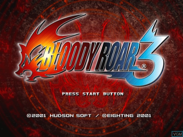 Title screen of the game Bloody Roar 3 on Sony Playstation 2