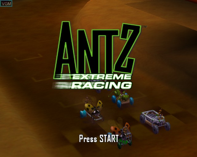 Title screen of the game Antz Extreme Racing on Sony Playstation 2