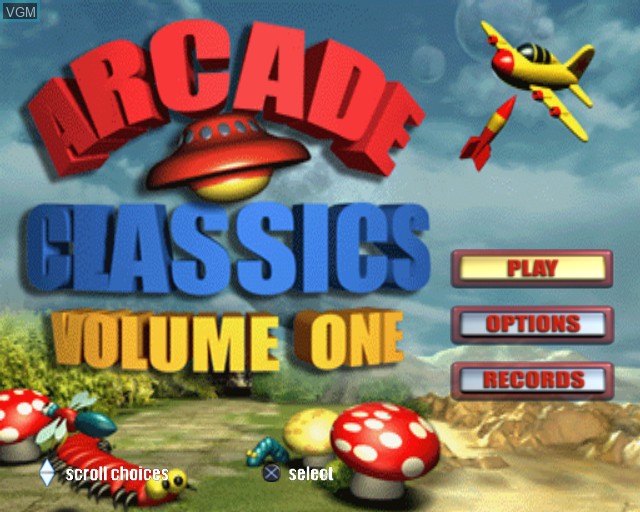 Title screen of the game Arcade Classics - Volume One on Sony Playstation 2