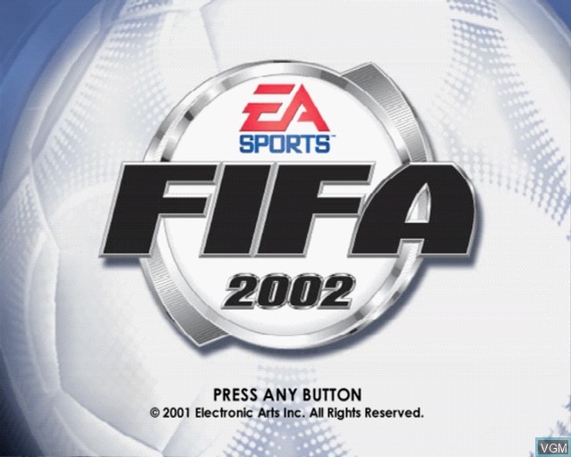 Title screen of the game FIFA Football 2002 on Sony Playstation 2