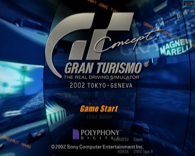 Title screen of the game Gran Turismo Concept - 2002 Tokyo-Geneva on Sony Playstation 2