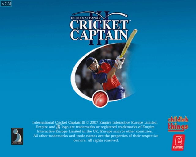 Title screen of the game International Cricket Captain III on Sony Playstation 2