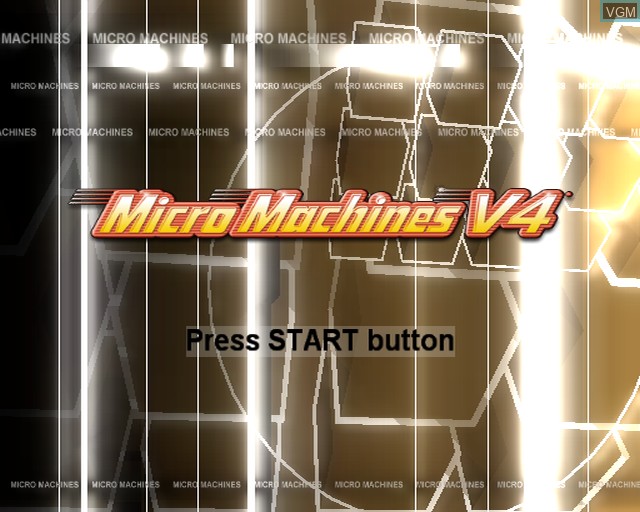 Title screen of the game Micro Machines V4 on Sony Playstation 2