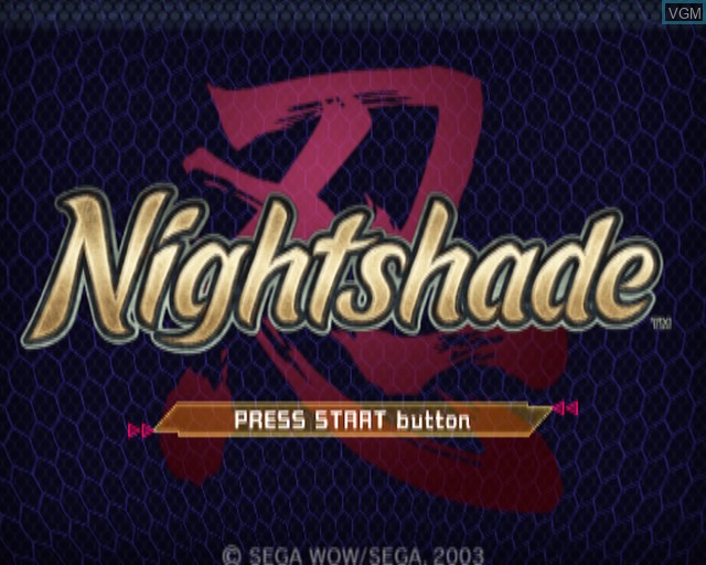 Title screen of the game Nightshade on Sony Playstation 2
