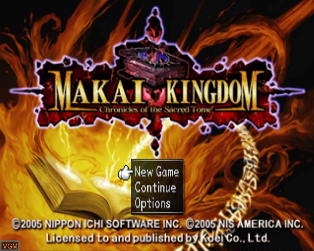 Title screen of the game Makai Kingdom - Chronicles of the Sacred Tome on Sony Playstation 2