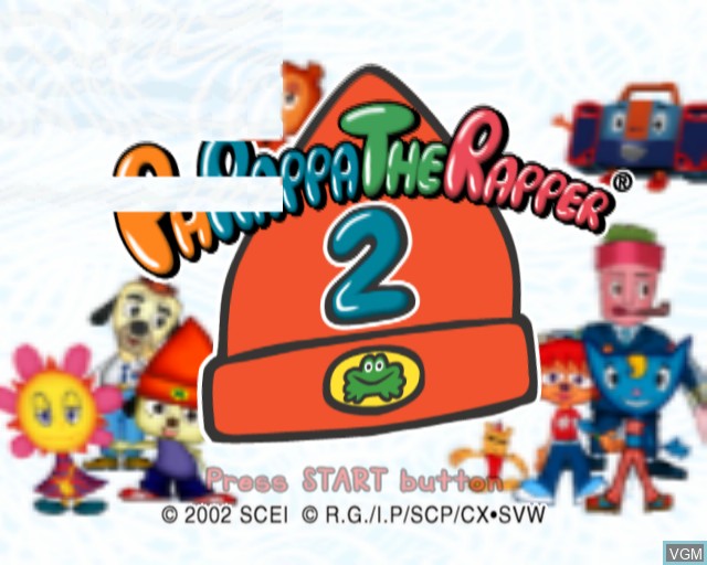 Title screen of the game PaRappa the Rapper 2 on Sony Playstation 2