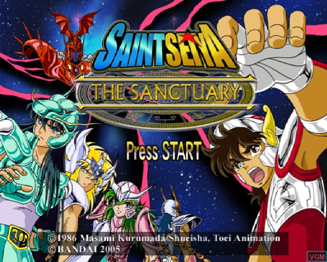 Title screen of the game Saint Seiya - The Sanctuary on Sony Playstation 2