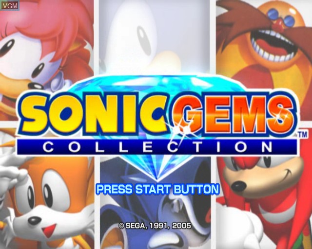 Title screen of the game Sonic Gems Collection on Sony Playstation 2
