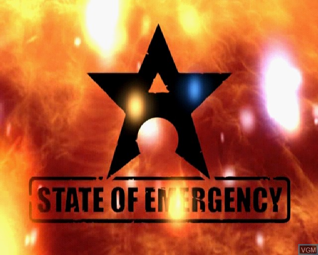 Title screen of the game State of Emergency on Sony Playstation 2