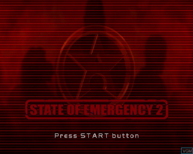 Title screen of the game State of Emergency 2 on Sony Playstation 2
