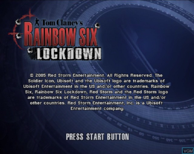 Title screen of the game Tom Clancy's Rainbow Six - Lockdown on Sony Playstation 2