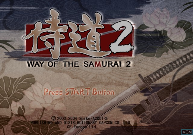Title screen of the game Way of the Samurai 2 on Sony Playstation 2