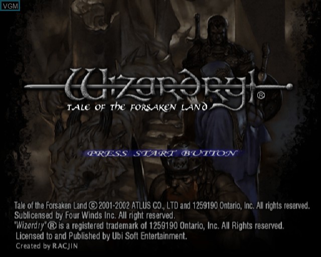 Title screen of the game Wizardry - Tale of the Forsaken Land on Sony Playstation 2