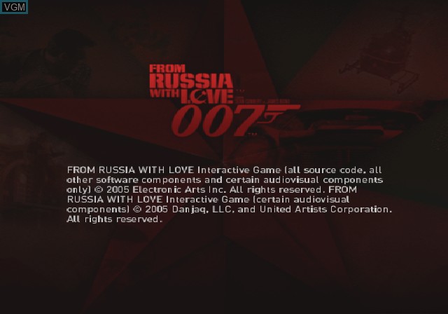 Title screen of the game From Russia With Love on Sony Playstation 2