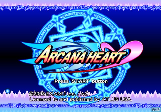 Title screen of the game Arcana Heart on Sony Playstation 2