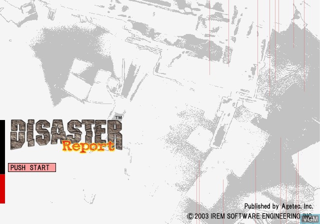 Title screen of the game Disaster Report on Sony Playstation 2