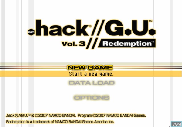 Title screen of the game .hack//G.U. vol. 3//Redemption on Sony Playstation 2