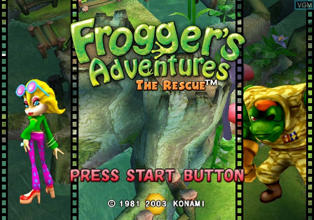 Title screen of the game Frogger's Adventures - The Rescue on Sony Playstation 2