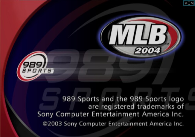 Title screen of the game MLB 2004 on Sony Playstation 2