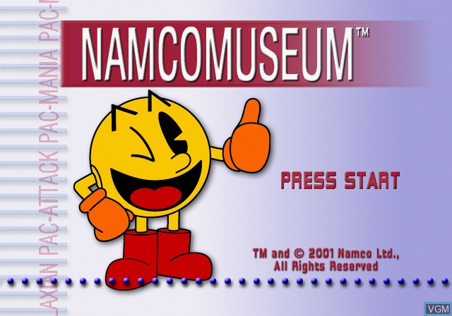 Title screen of the game Namco Museum on Sony Playstation 2