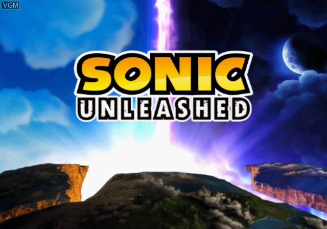 Title screen of the game Sonic Unleashed on Sony Playstation 2
