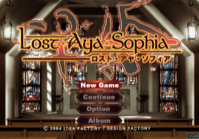Title screen of the game Lost Aya Sophia on Sony Playstation 2