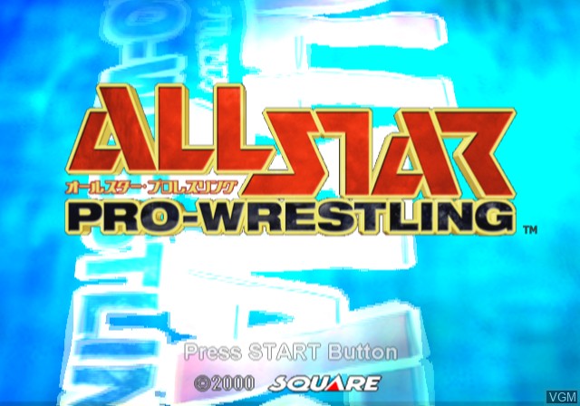 Title screen of the game All Star Pro-Wrestling on Sony Playstation 2