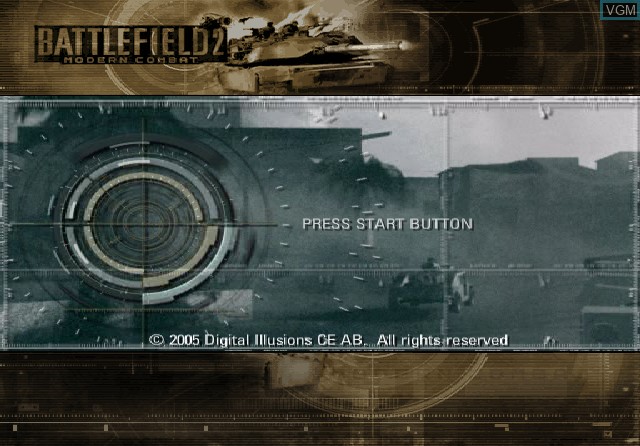 Title screen of the game Battlefield 2 - Modern Combat on Sony Playstation 2