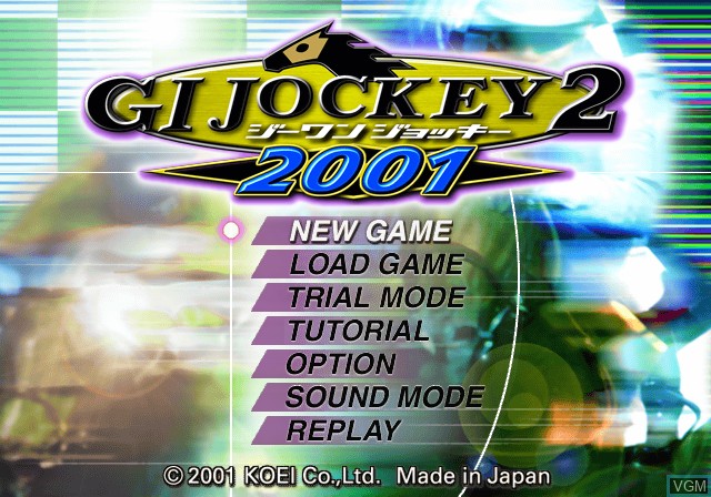 Title screen of the game G1 Jockey 2 2001 on Sony Playstation 2
