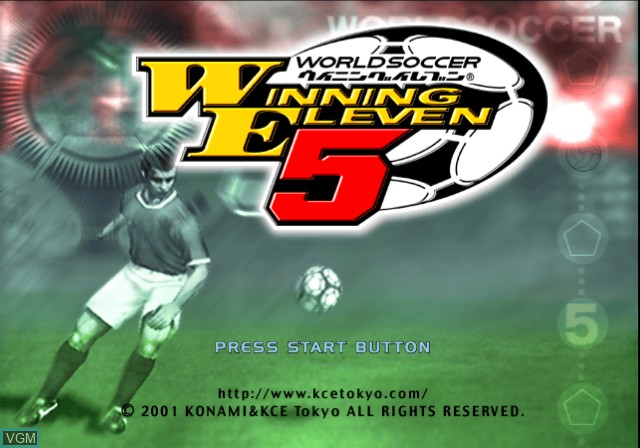 Title screen of the game World Soccer Winning Eleven 5 on Sony Playstation 2