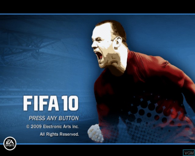 Title screen of the game FIFA 10 on Sony Playstation 2