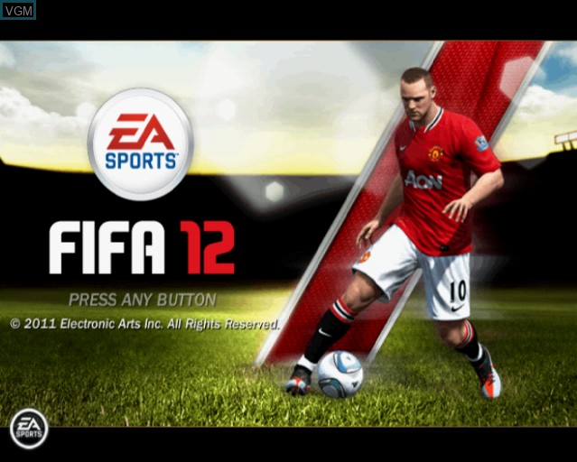 Title screen of the game FIFA 12 on Sony Playstation 2