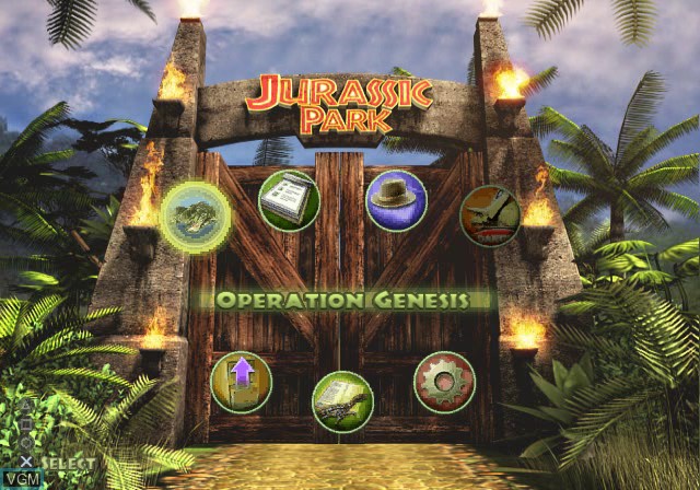 Title screen of the game Jurassic Park - Operation Genesis on Sony Playstation 2