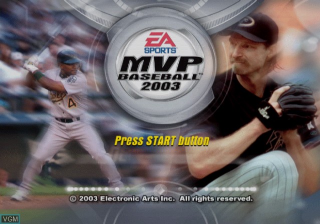 Title screen of the game MVP Baseball 2003 on Sony Playstation 2
