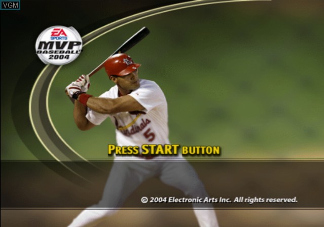 Title screen of the game MVP Baseball 2004 on Sony Playstation 2