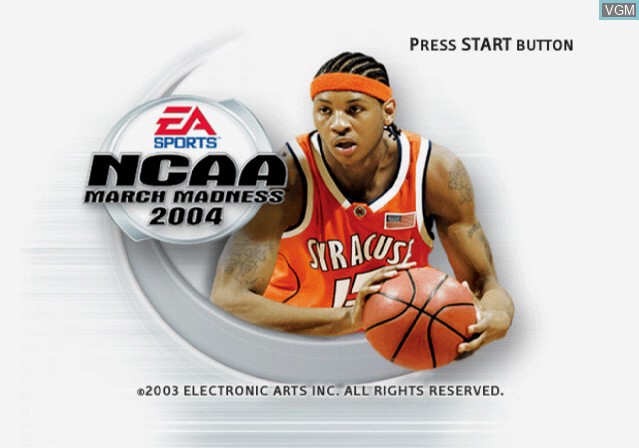 Title screen of the game NCAA March Madness 2004 on Sony Playstation 2