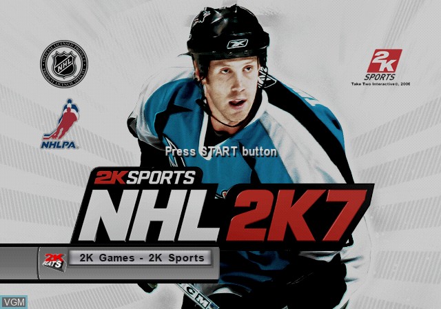Title screen of the game NHL 2K7 on Sony Playstation 2
