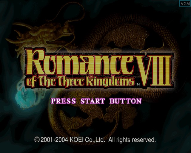 Title screen of the game Romance of the Three Kingdoms VIII on Sony Playstation 2